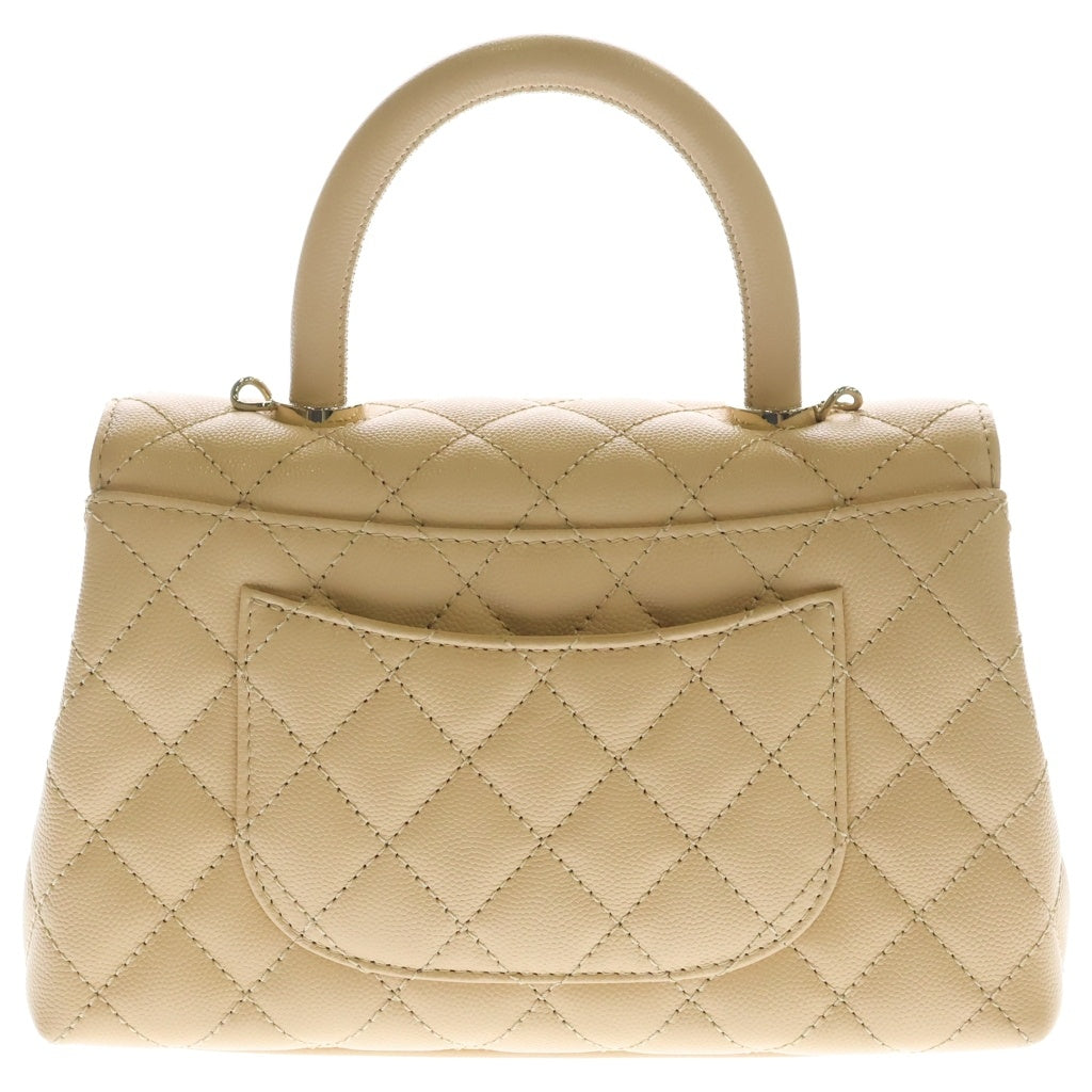 CHANEL(シャネル) ココハンドル24 マトラッセ 2WAY ハンドバッグ ショルダーバッグ キャビアスキン シャンパン金具 A92990 クリーム ベージュ レディース