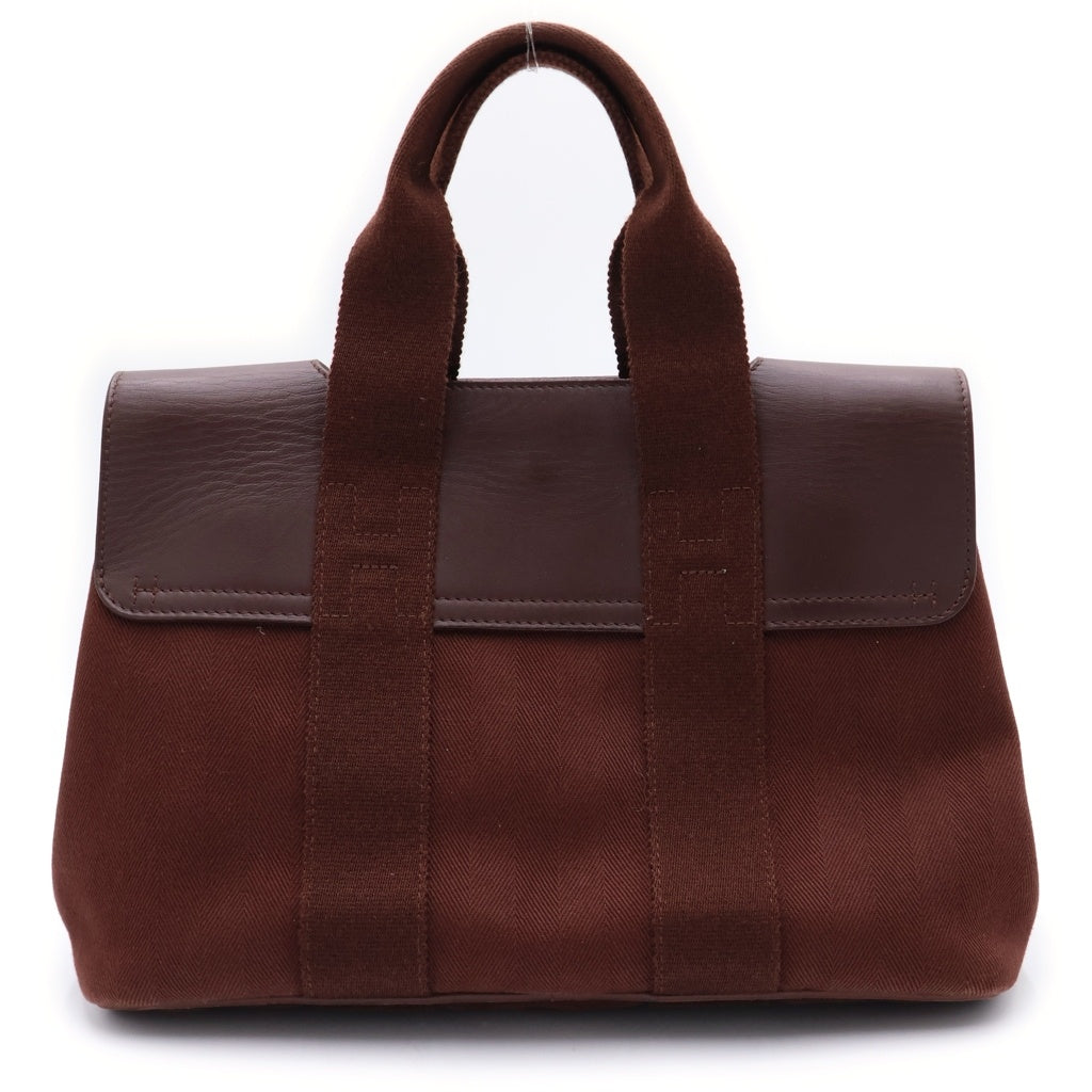 HERMES(エルメス) ヴァルパライソPM ハンドバッグ ブラウン トワルシェブロン×ヴォースイフト シルバー金具 レディース