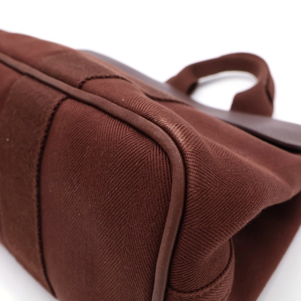 HERMES(エルメス) ヴァルパライソPM ハンドバッグ ブラウン トワルシェブロン×ヴォースイフト シルバー金具 レディース