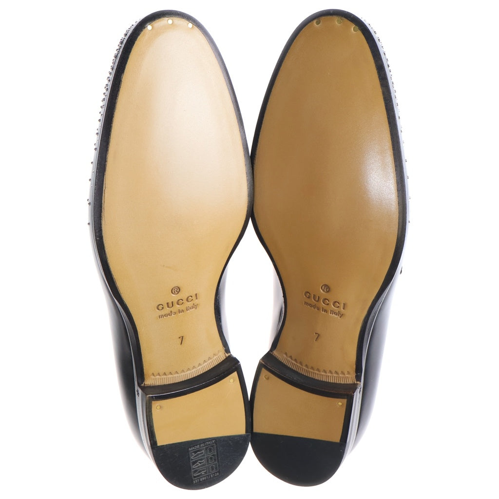 GUCCI(グッチ) 26SS スタッズ ホースビット レザー ローカットシューズ ローファー ブラック 851395