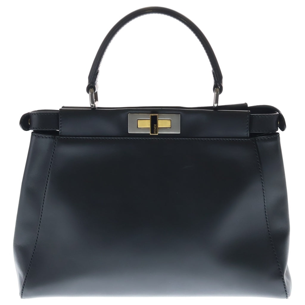 FENDI(フェンディ) ピーカブー ミディアム 2WAYバッグ ハンドバッグ ショルダーバッグ ブラック レザー 8BN226 ゴールド金具 レディース