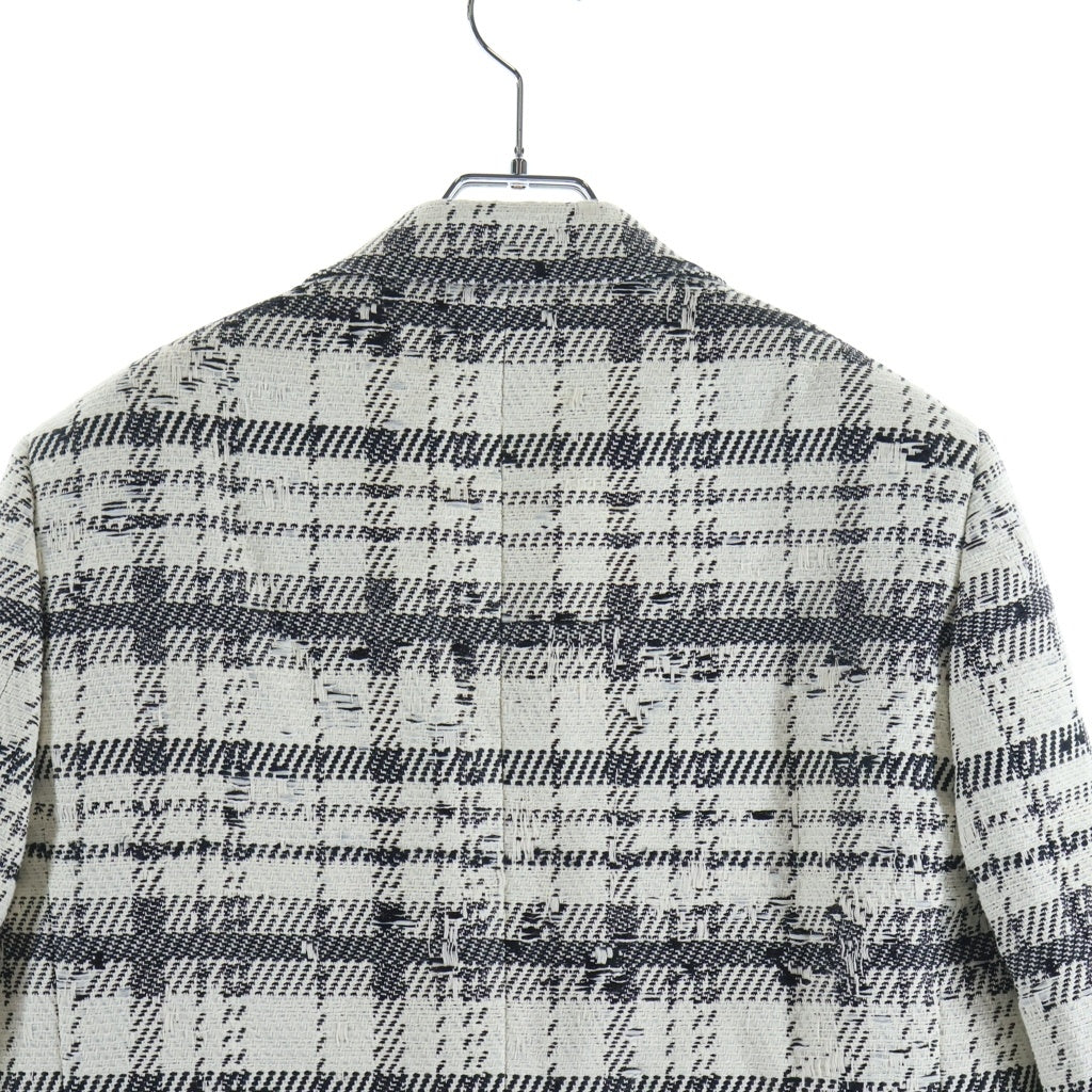 SAINT LAURENT PARIS(サンローランパリ) ツイード テーラードジャケット ホワイト×ブラック コットン 48