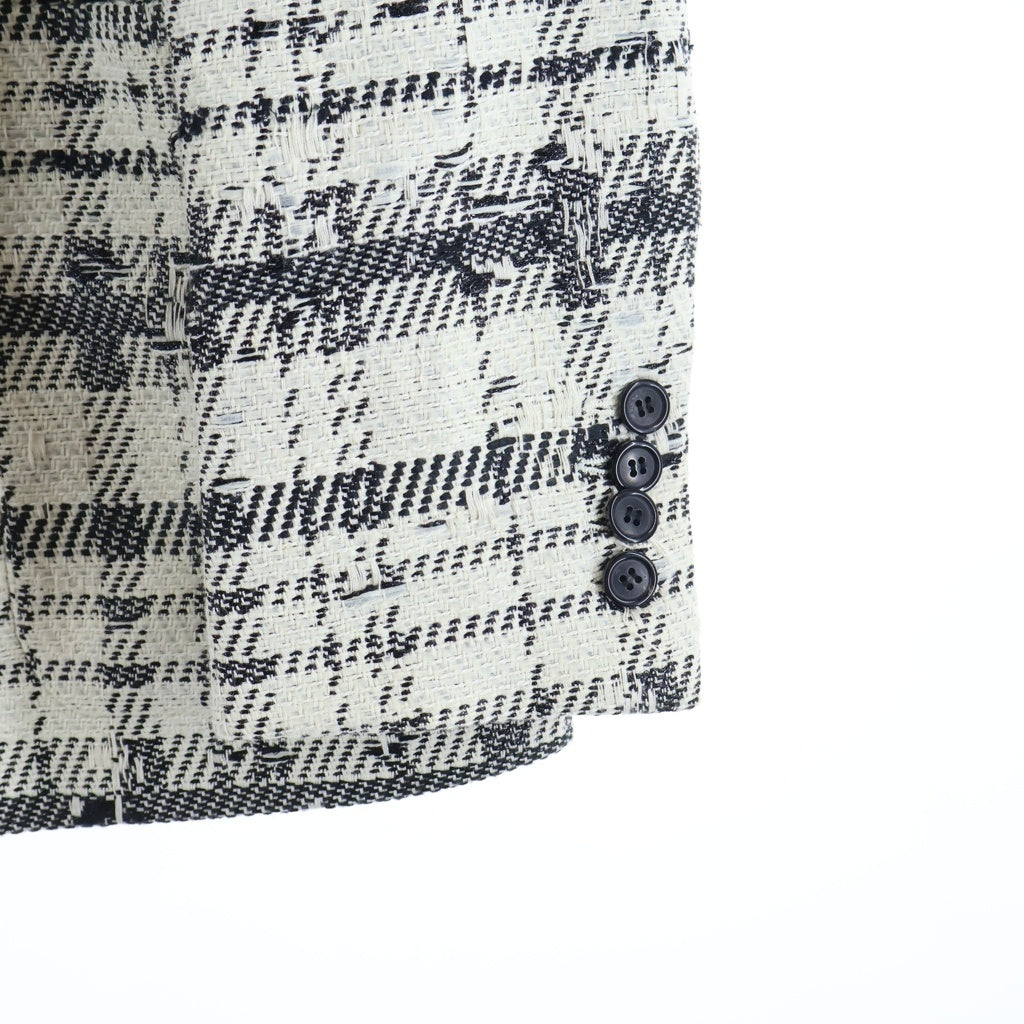 SAINT LAURENT PARIS(サンローランパリ) ツイード テーラードジャケット ホワイト×ブラック コットン 48