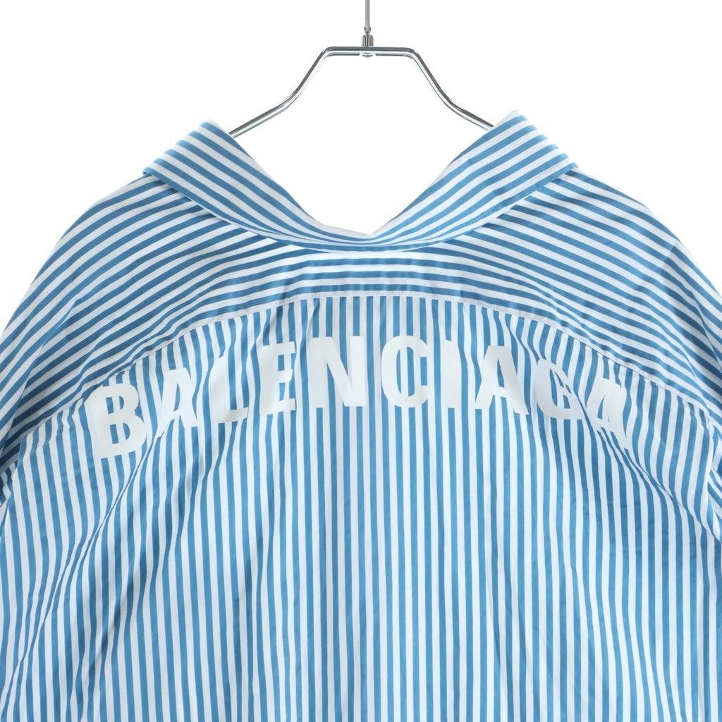 BALENCIAGA(バレンシアガ) 21AW バックロゴストライプシャツ 長袖シャツ ブルー 622050 #F34 レディース