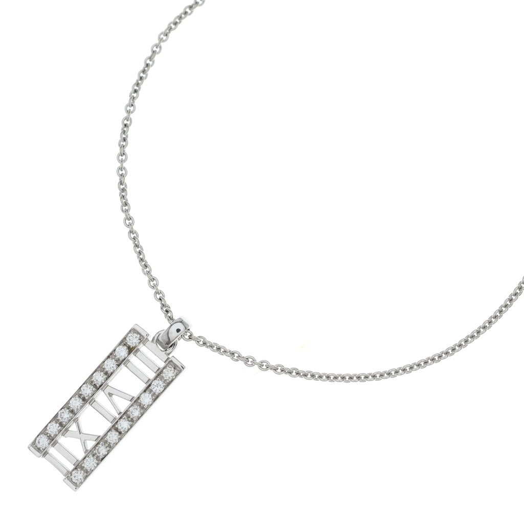 TIFFANY & Co.(ティファニー) アトラスバー ダイヤ ネックレス K18WG ホワイトゴールド レディース