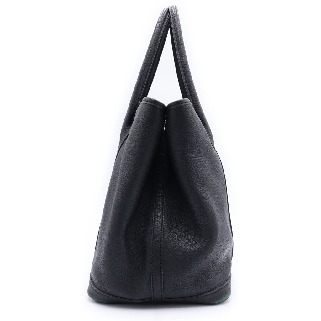 HERMES(エルメス) ガーデンパーティPM ハンドバッグ トートバッグ ブラック ネゴンダ レザー □K シルバー金具 レディース