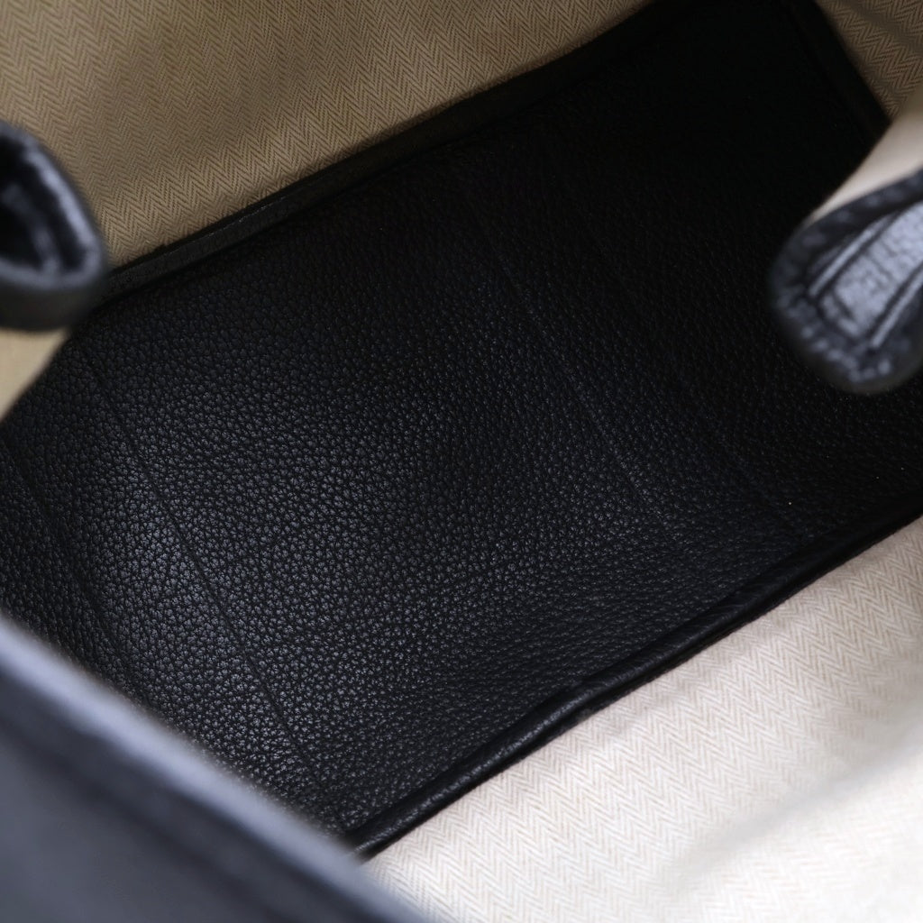 HERMES(エルメス) ガーデンパーティPM ハンドバッグ トートバッグ ブラック ネゴンダ レザー □K シルバー金具 レディース