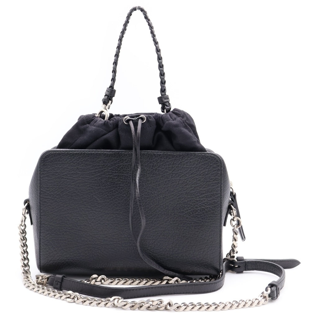 MM6 Maison Margiela(エムエムシックスメゾンマルジェラ) 5AC レザー 2WAY ハンド チェーン ショルダー カメラバッグ シルバー金具 ブラック S56WG0049 SY0164 レディース