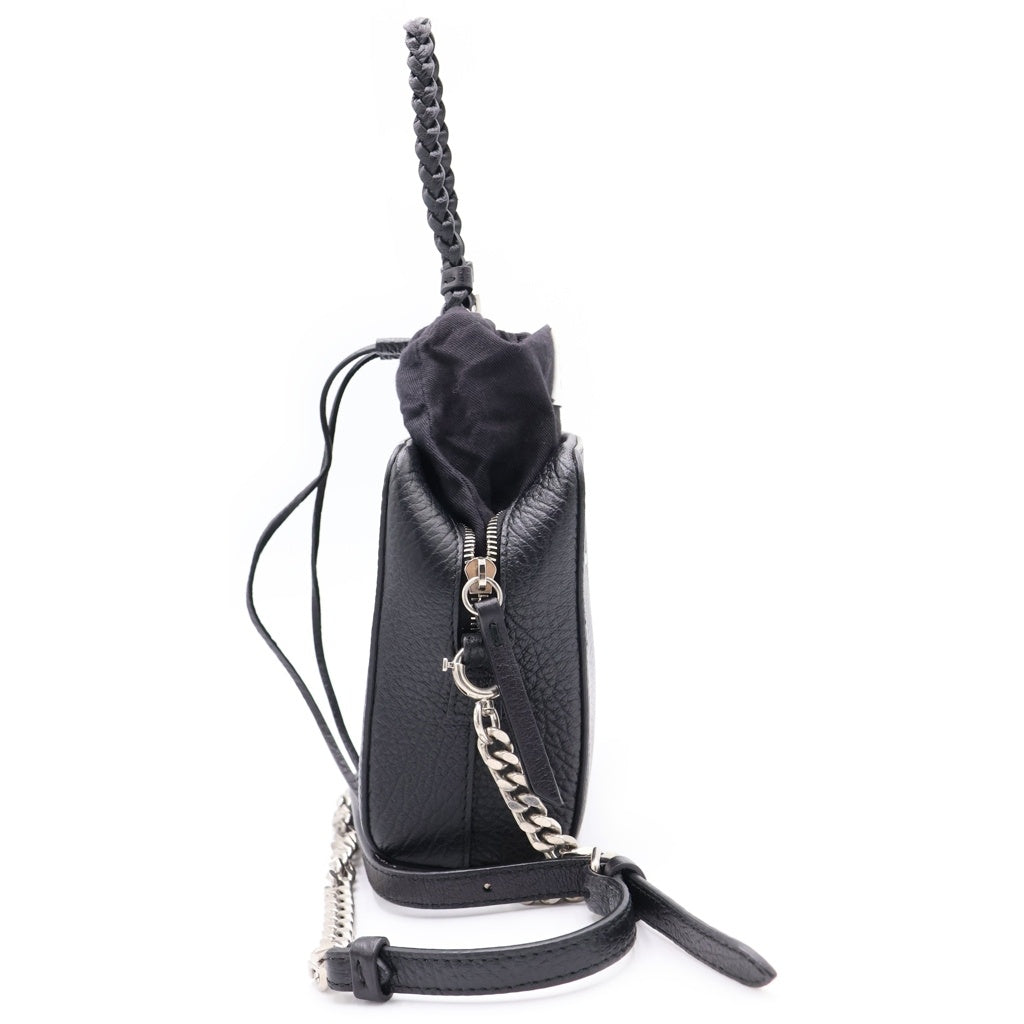 MM6 Maison Margiela(エムエムシックスメゾンマルジェラ) 5AC レザー 2WAY ハンド チェーン ショルダー カメラバッグ シルバー金具 ブラック S56WG0049 SY0164 レディース