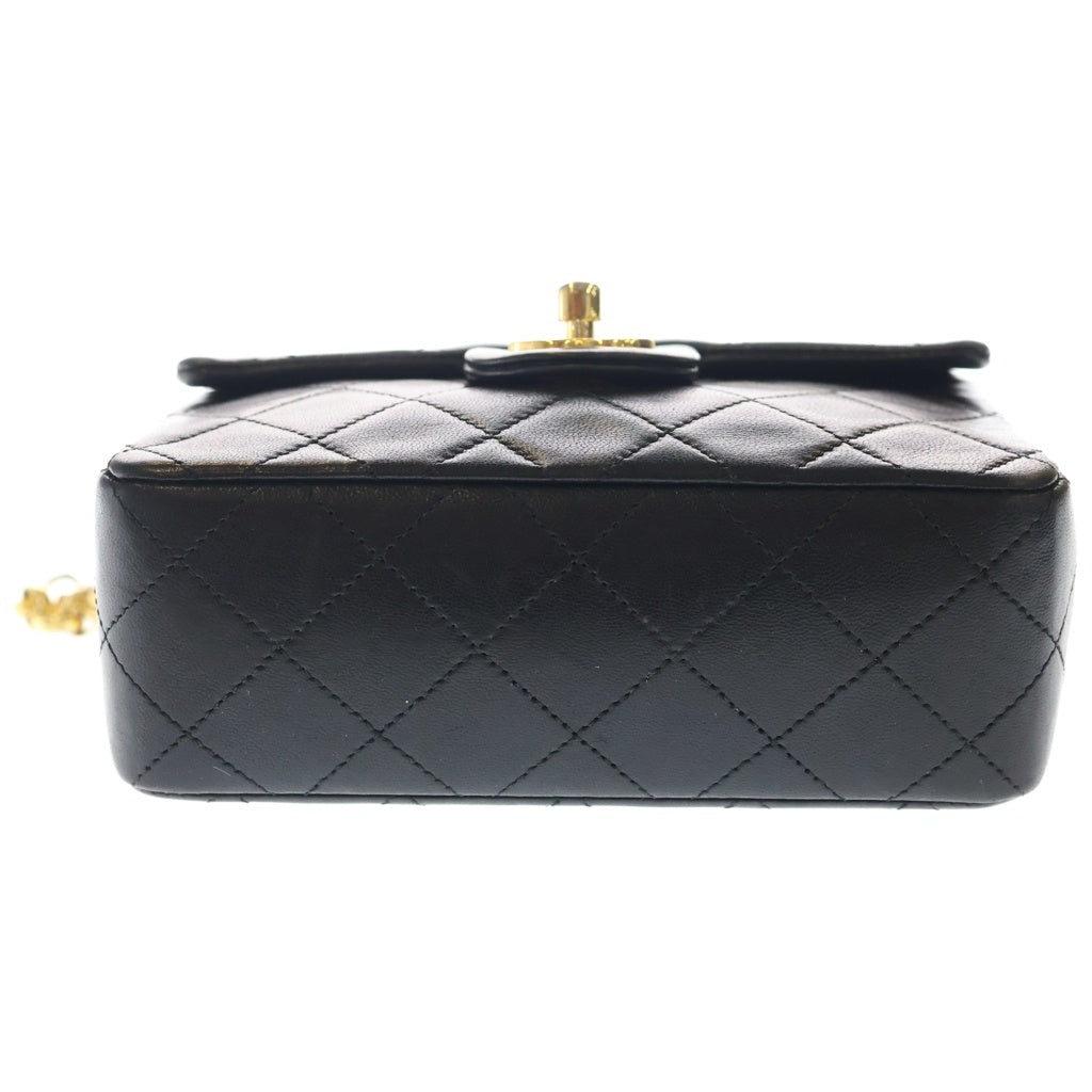 CHANEL(シャネル) ミニマトラッセ17 ラムスキン レザー Sフラップ ビジューチェーン ショルダーバッグ ゴールド金具 ブラック 1番台 A01115 レディース