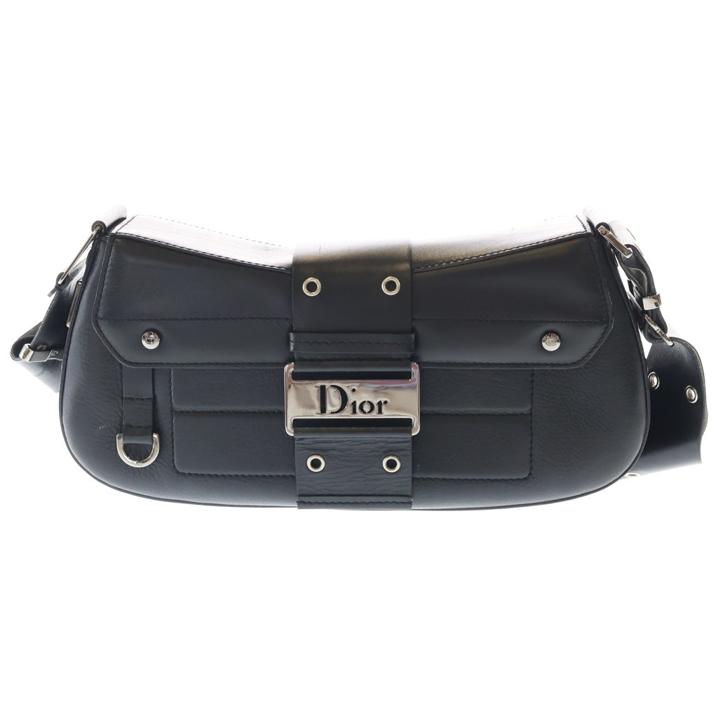 Christian Dior(クリスチャンディオール) トロッター ストリートシック ハンドバッグ ワンショルダーバッグ ブラック レザー シルバー金具 レディース