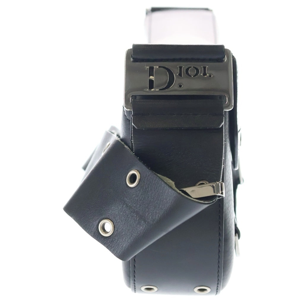 Christian Dior(クリスチャンディオール) トロッター ストリートシック ハンドバッグ ワンショルダーバッグ ブラック レザー シルバー金具 レディース