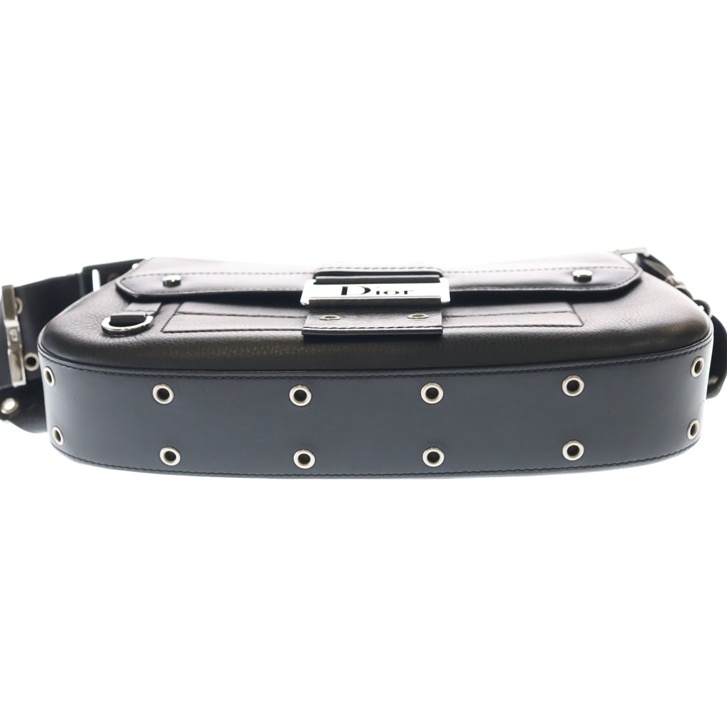 Christian Dior(クリスチャンディオール) トロッター ストリートシック ハンドバッグ ワンショルダーバッグ ブラック レザー シルバー金具 レディース