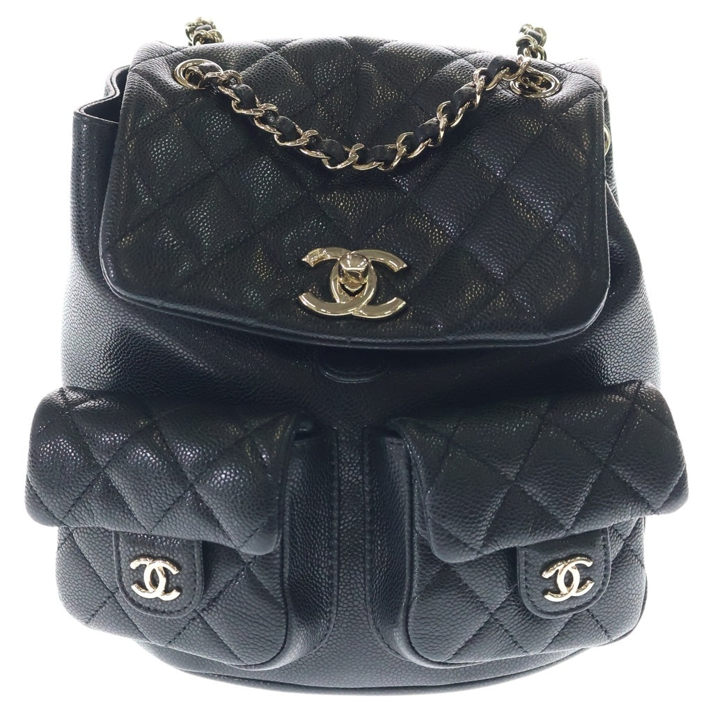 CHANEL(シャネル) マトラッセ バックパック リュックサック ブラック スモール キャビアスキン AS3787 ゴールド金具 レディース