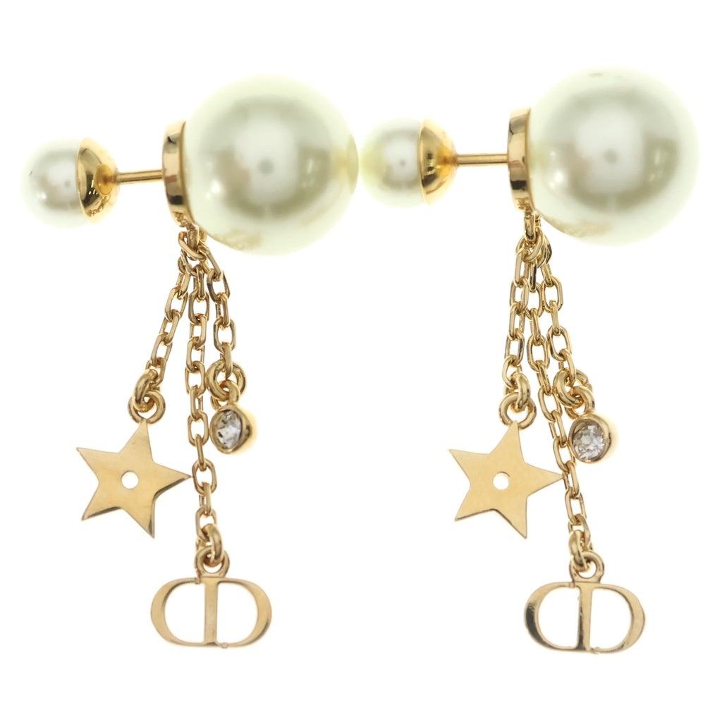 Christian Dior(クリスチャンディオール) CDロゴパール ラインストーンピアス ゴールド レディース