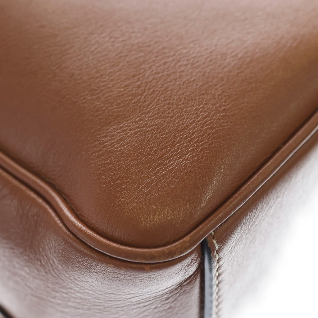 CELINE(セリーヌ) キュイル トリオンフ スモールボストン ショルダーバッグ ミニハンドバッグ ブラウン タン レザー 113773DU3 ゴールド金具 レディース