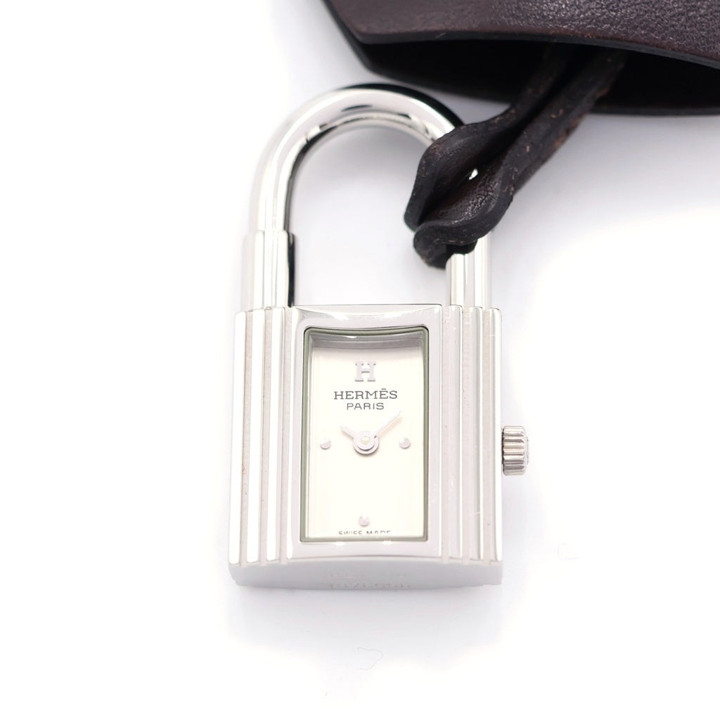 HERMES(エルメス) クロシェット ケリーウォッチ チョーカー ボックスカーフ □M刻印 SS/QZ ステンレス クオーツ クォーツ 時計 KE1.210 シルバー文字盤 ブラウン レディース