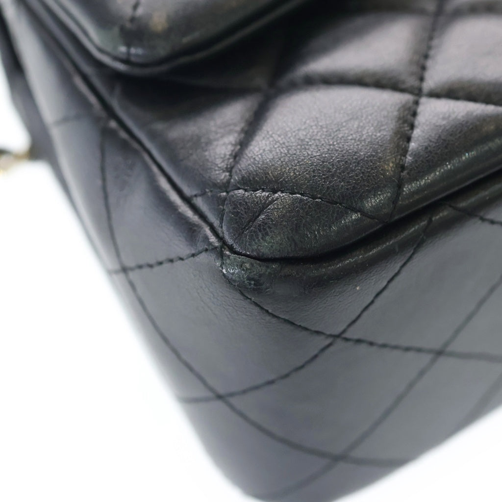 CHANEL(シャネル) ミニマトラッセ20 ラムスキン ゴールド金具 ターンロック シングルフラップ シングルチェーンショルダーバッグ A69900 ブラック レディース