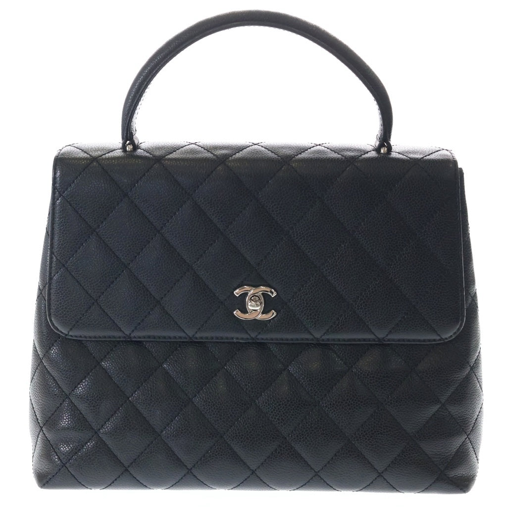 CHANEL(シャネル) マトラッセ トップハンドル 30 キャビアスキン シルバー金具 ターンロック ハンドバッグ A12397 ブラック レディース