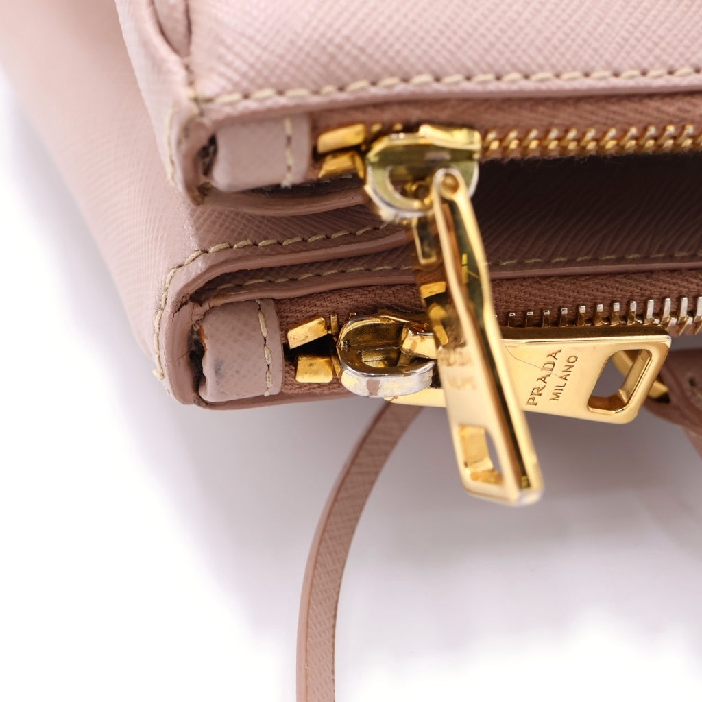 PRADA(プラダ) サフィアーノ ガレリア スモール レザー 2WAY ショルダーバッグ ハンドバッグ BN1801 ピンクベージュ ピンク レディース