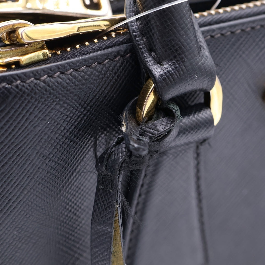 PRADA(プラダ) サフィアーノ ガレリア スモール レザー 2WAY ショルダーバッグ ハンドバッグ 1BA896 ブラック レディース