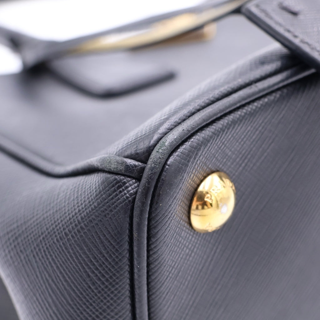 PRADA(プラダ) サフィアーノ ガレリア スモール レザー 2WAY ショルダーバッグ ハンドバッグ 1BA896 ブラック レディース