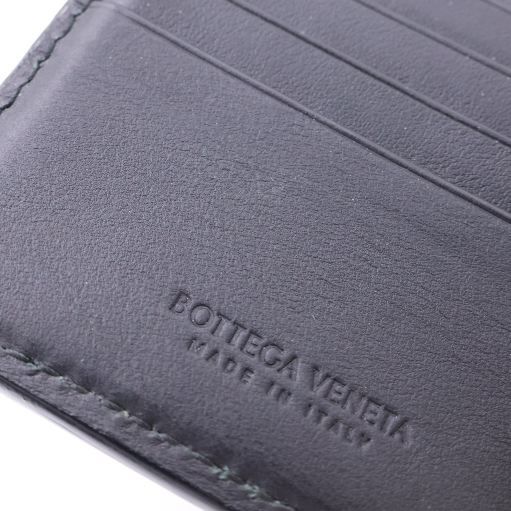 BOTTEGA VENETA(ボッテガヴェネタ) イントレチャート 5 アヴェニュー ステッチ バイフォールド 2つ折り財布 コンパクトウォレット ブラック レザー A00545762X