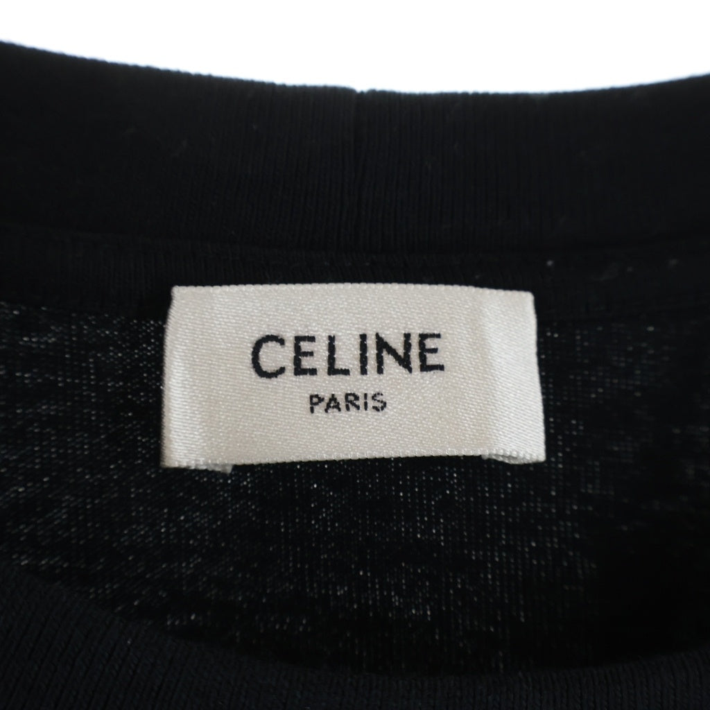 CELINE(セリーヌ) フロントプリントロゴTシャツ ブラック #L