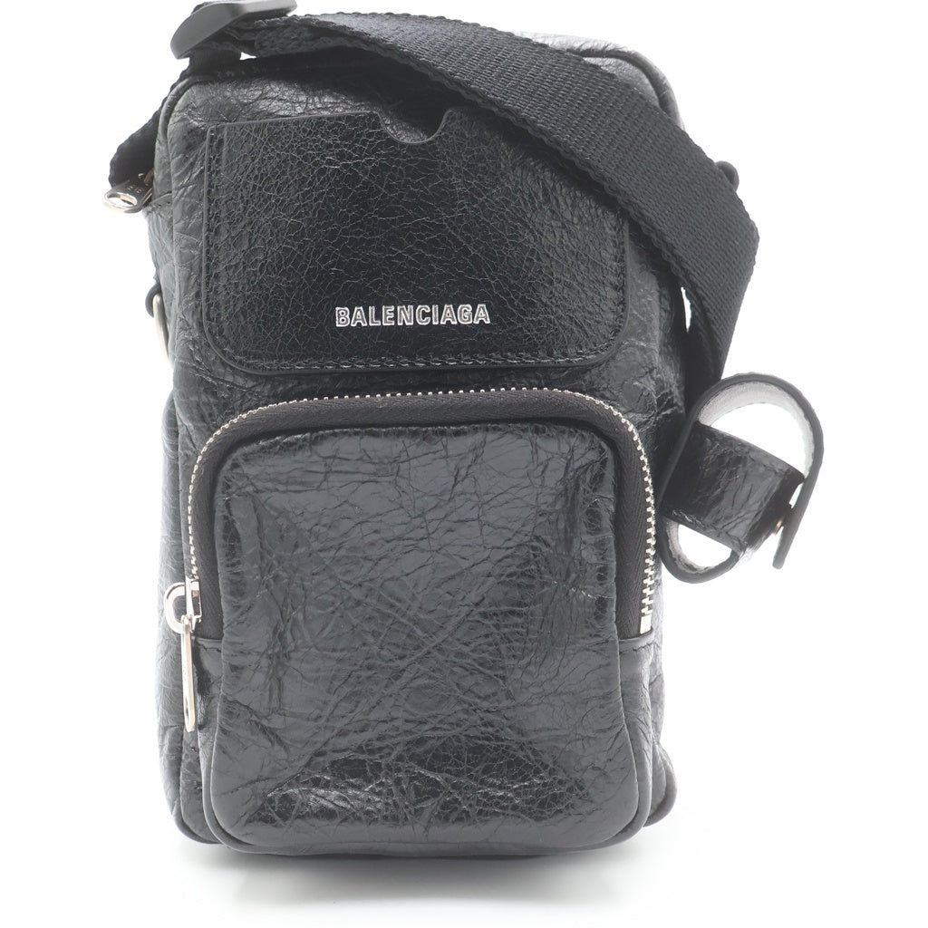 BALENCIAGA(バレンシアガ) スーパービジー ヴァーティカル ショルダーバッグ ミニバッグ ブラック レザー 8673812 シルバー金具 レディース