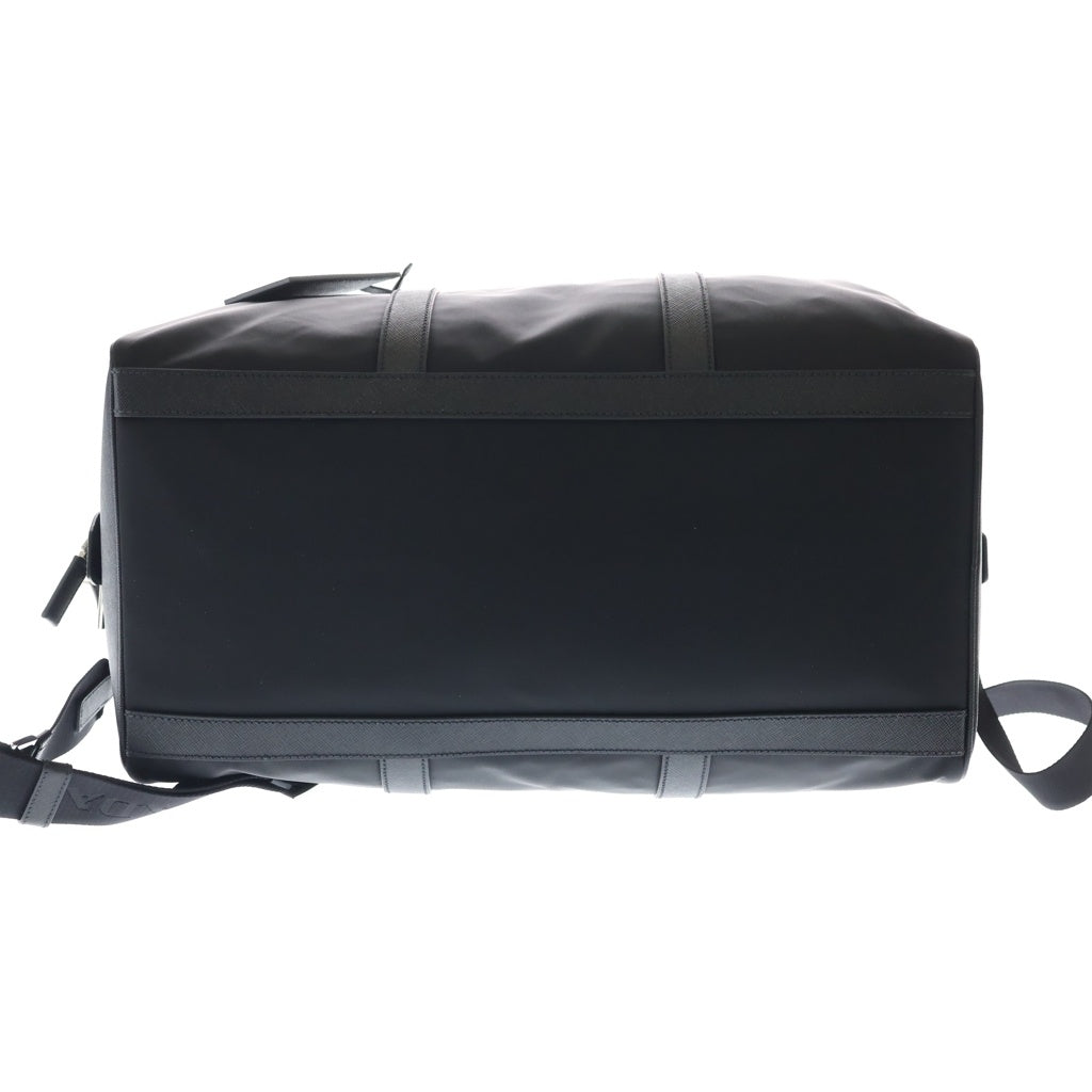 PRADA(プラダ) サフィアーノ ボストンバッグ ダッフルバッグ ハンドバッグ ショルダーバッグ ブラック レザー×ナイロン 2VC007 シルバー金具