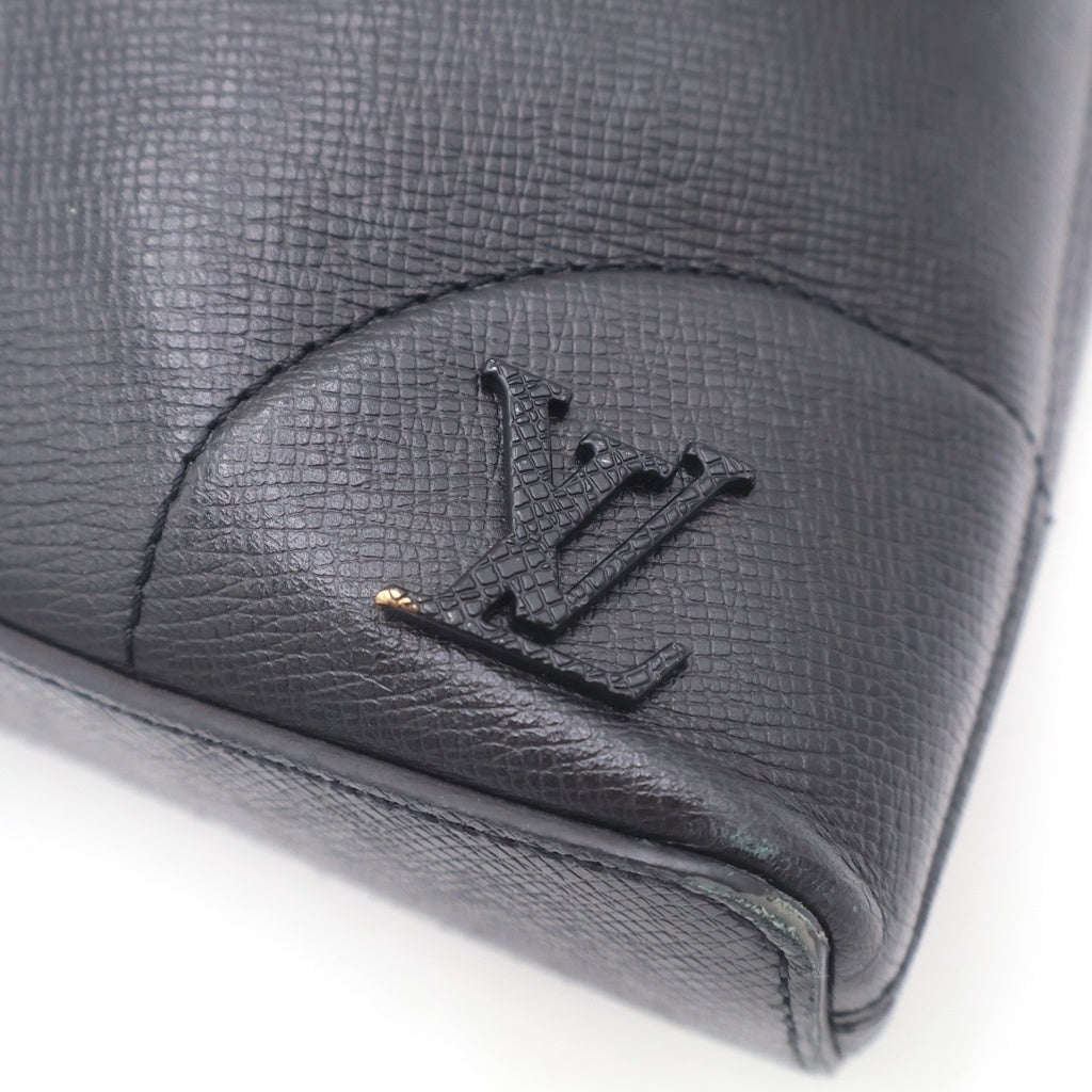 LOUIS VUITTON(ルイヴィトン) タイガ スリム・ブリーフケース ビジネスバッグ 2WAYバッグ ハンドバッグ ショルダーバッグ ブラック レザー M30810 シルバー金具 レディース