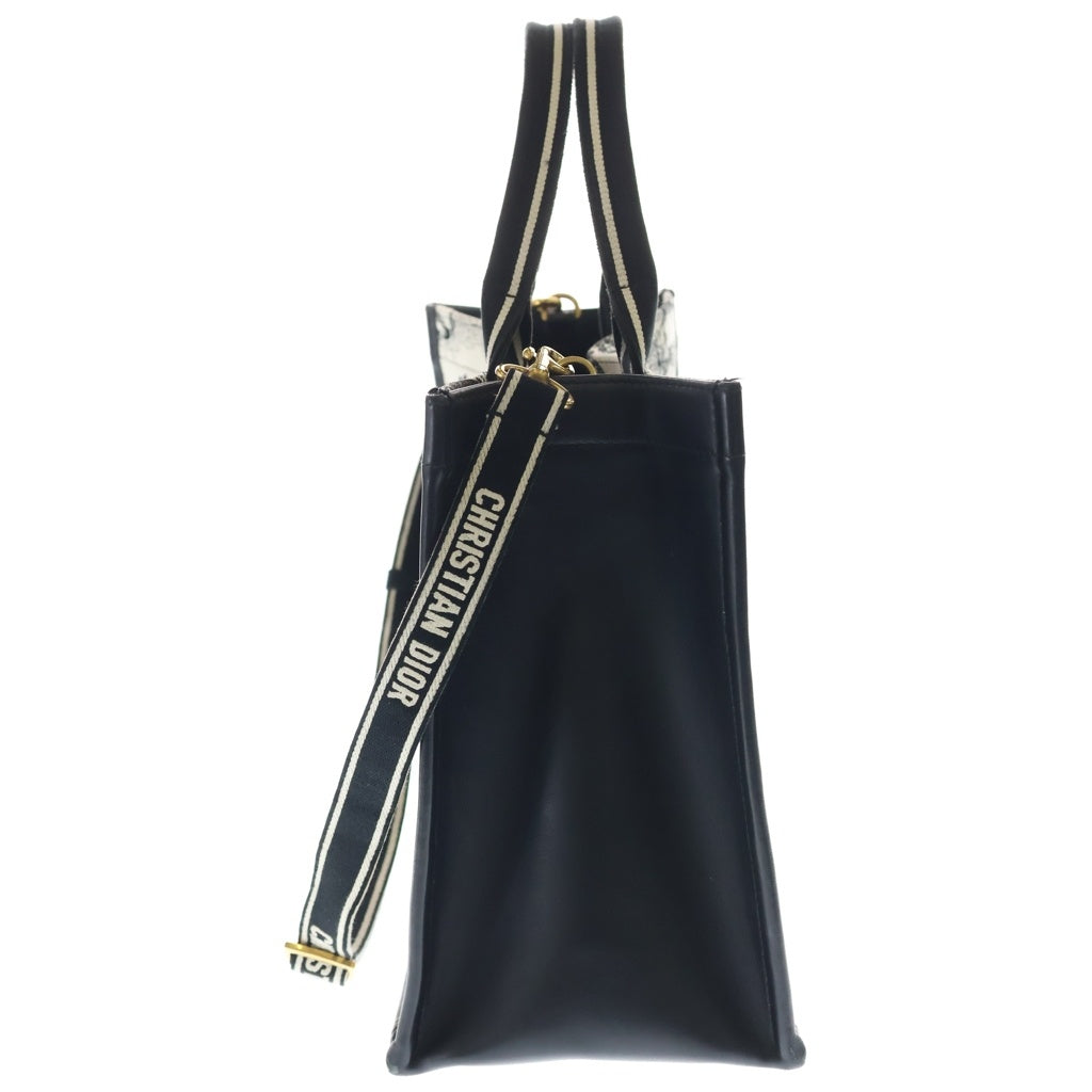 Christian Dior(クリスチャンディオール) ブックトート トートバッグ ハンドバッグ ブラック×ホワイト コットン×カーフスキン M1324CETW レディース