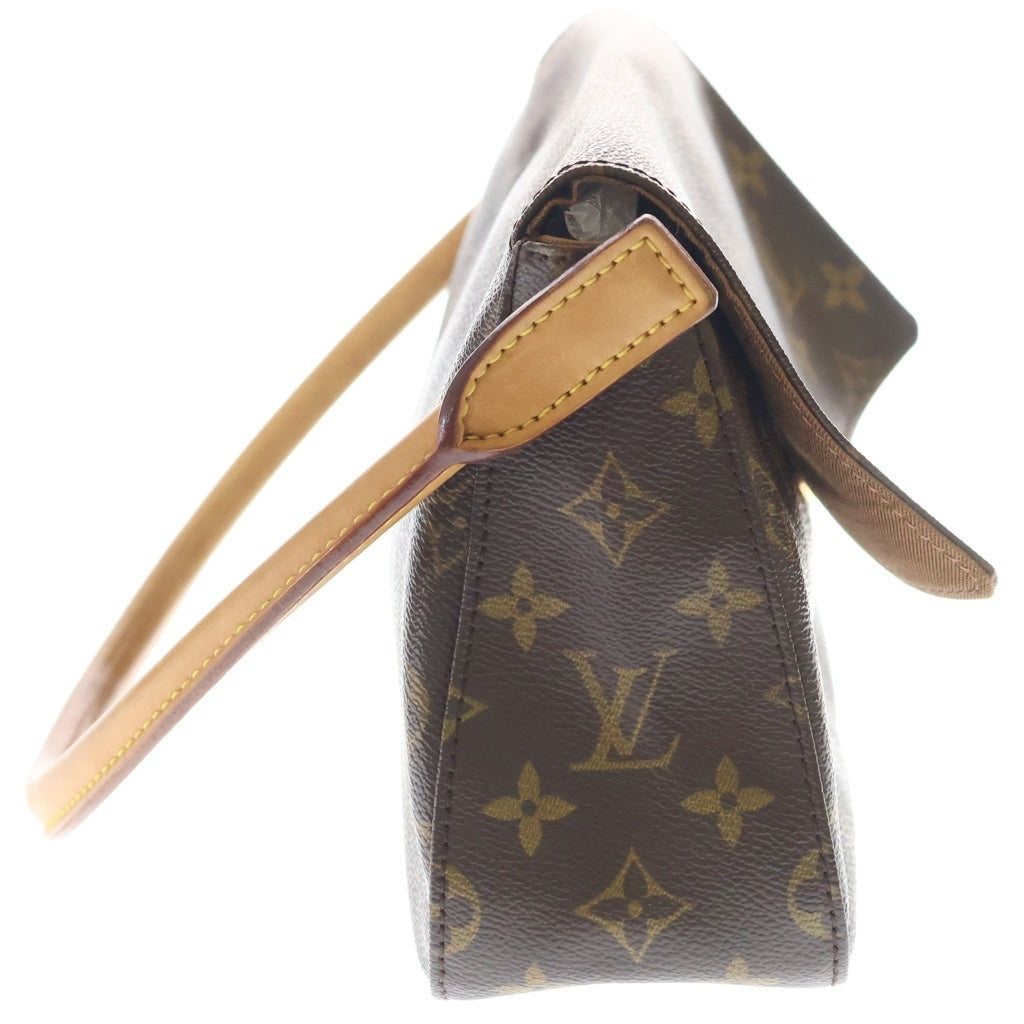 LOUIS VUITTON(ルイヴィトン) モノグラム ミニルーピング ハンドバッグ ワンショルダーバッグ ブラウン レザー×PVC M51147 ゴールド金具 レディース