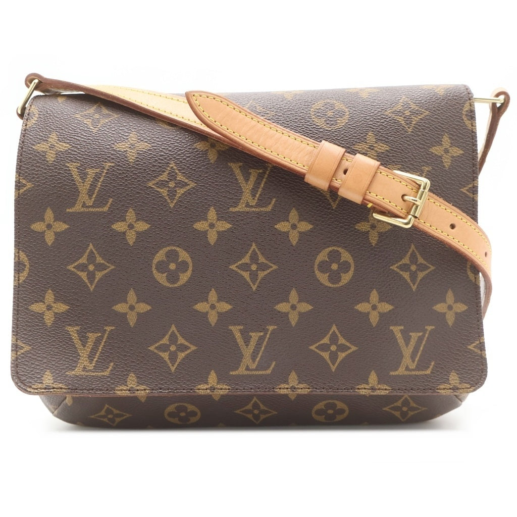 LOUIS VUITTON(ルイヴィトン) モノグラム ミュゼットタンゴ ショルダーバッグ ブラウン レザー×PVC M51257 ゴールド金具 レディース