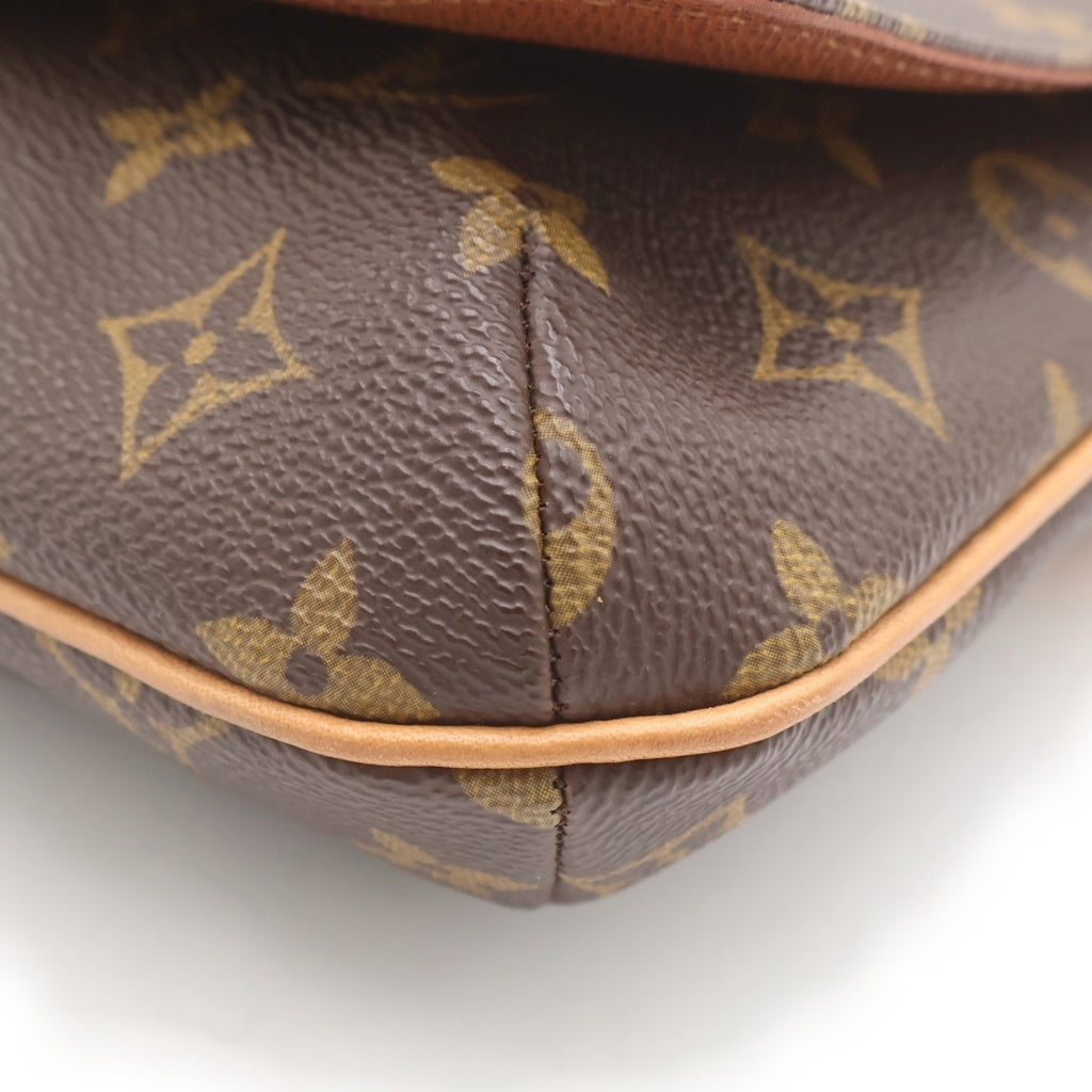 LOUIS VUITTON(ルイヴィトン) モノグラム ミュゼットタンゴ ショルダーバッグ ブラウン レザー×PVC M51257 ゴールド金具 レディース