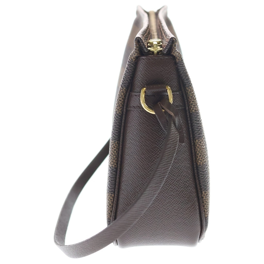 LOUIS VUITTON(ルイヴィトン) ダミエ トゥルースメイクアップ ポーチ ミニハンドバッグ ブラウン PVC×レザー N51982 ゴールド金具