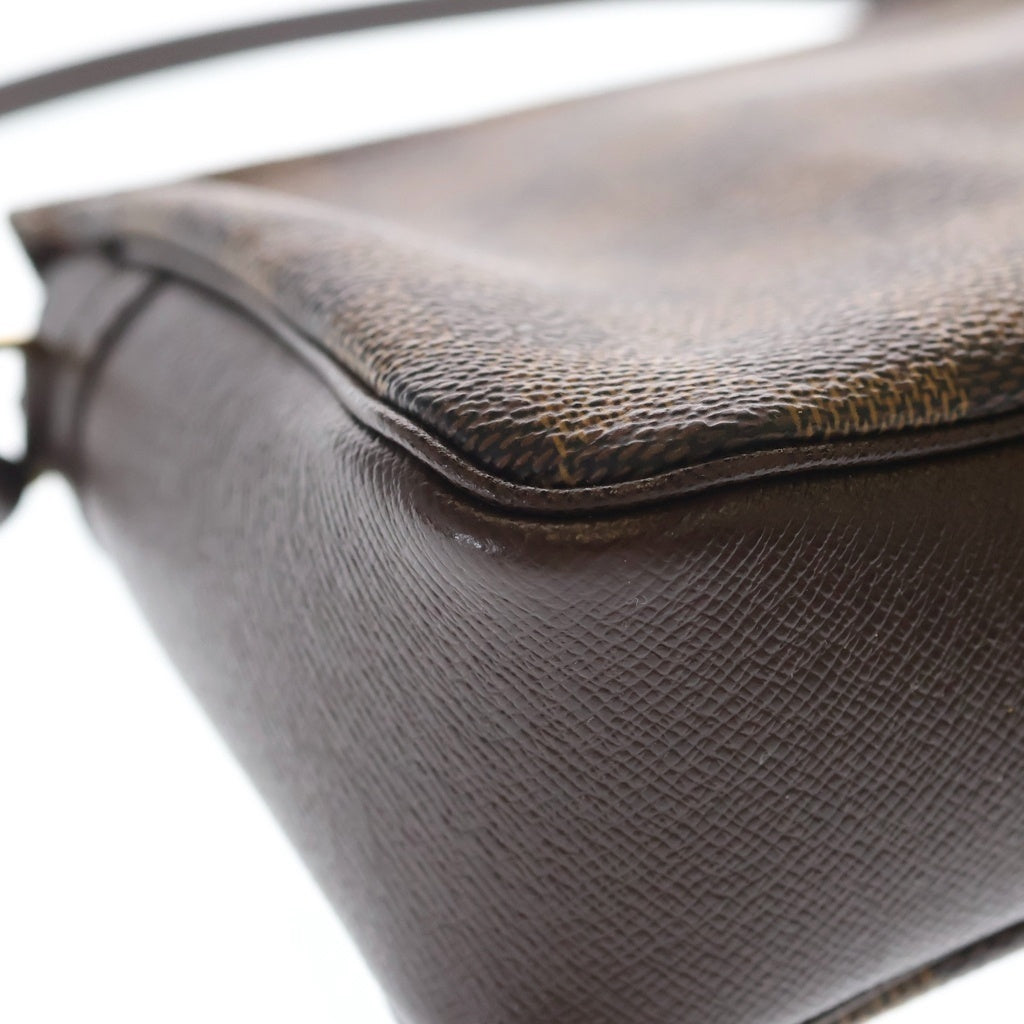 LOUIS VUITTON(ルイヴィトン) ダミエ トゥルースメイクアップ ポーチ ミニハンドバッグ ブラウン PVC×レザー N51982 ゴールド金具