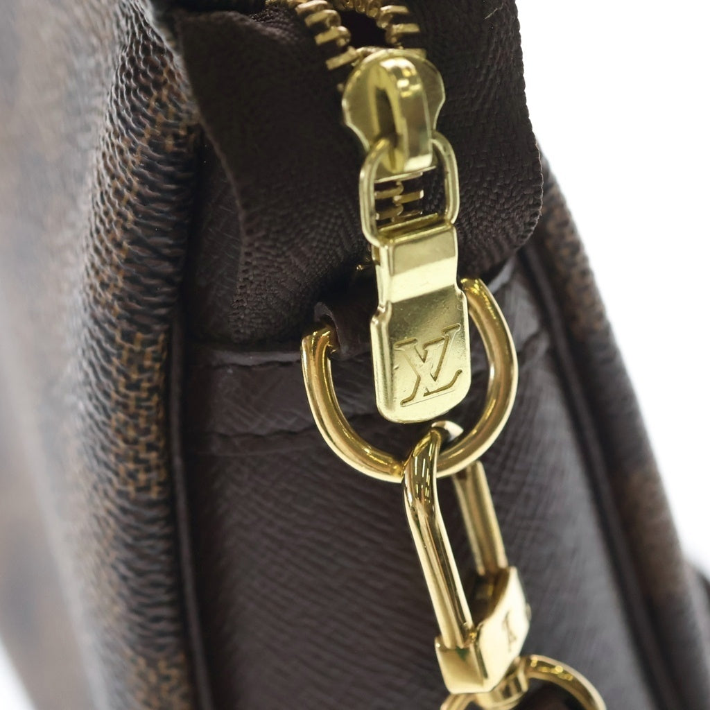 LOUIS VUITTON(ルイヴィトン) ダミエ トゥルースメイクアップ ポーチ ミニハンドバッグ ブラウン PVC×レザー N51982 ゴールド金具