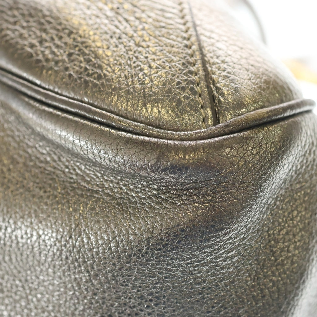 PRADA(プラダ) ロゴジャガード ハンドバッグ ベージュ×シルバー キャンバス×レザー BR3508 シルバー金具 レディース