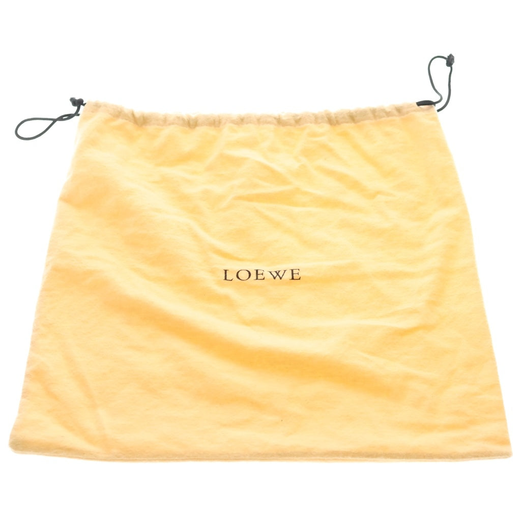 LOEWE(ロエベ) リピートアナグラム ショルダーバッグ ブラウン レザー×キャンバス シルバー金具 レディース