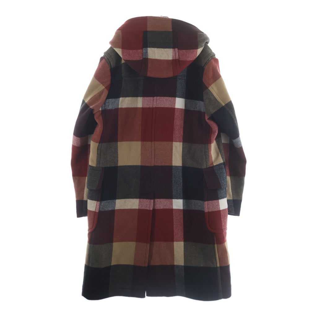 BLACK LABEL CRESTBRIDGE(ブラックレーベルクレストブリッジ) エアリーメルトンクレストブリッジ ウール チェック総柄 ダッフルコート レッド/ベージュ総 51B10-610