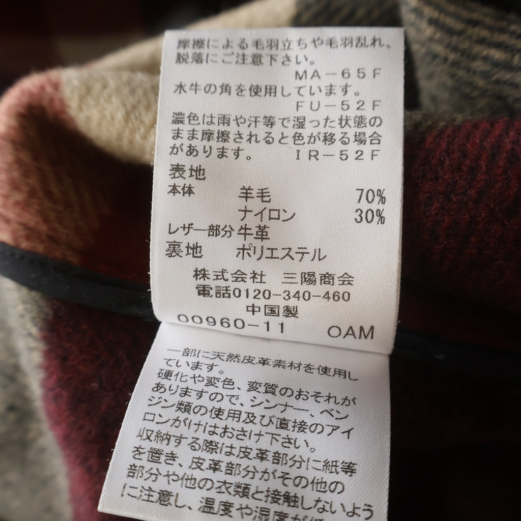 BLACK LABEL CRESTBRIDGE(ブラックレーベルクレストブリッジ) エアリーメルトンクレストブリッジ ウール チェック総柄 ダッフルコート レッド/ベージュ総 51B10-610