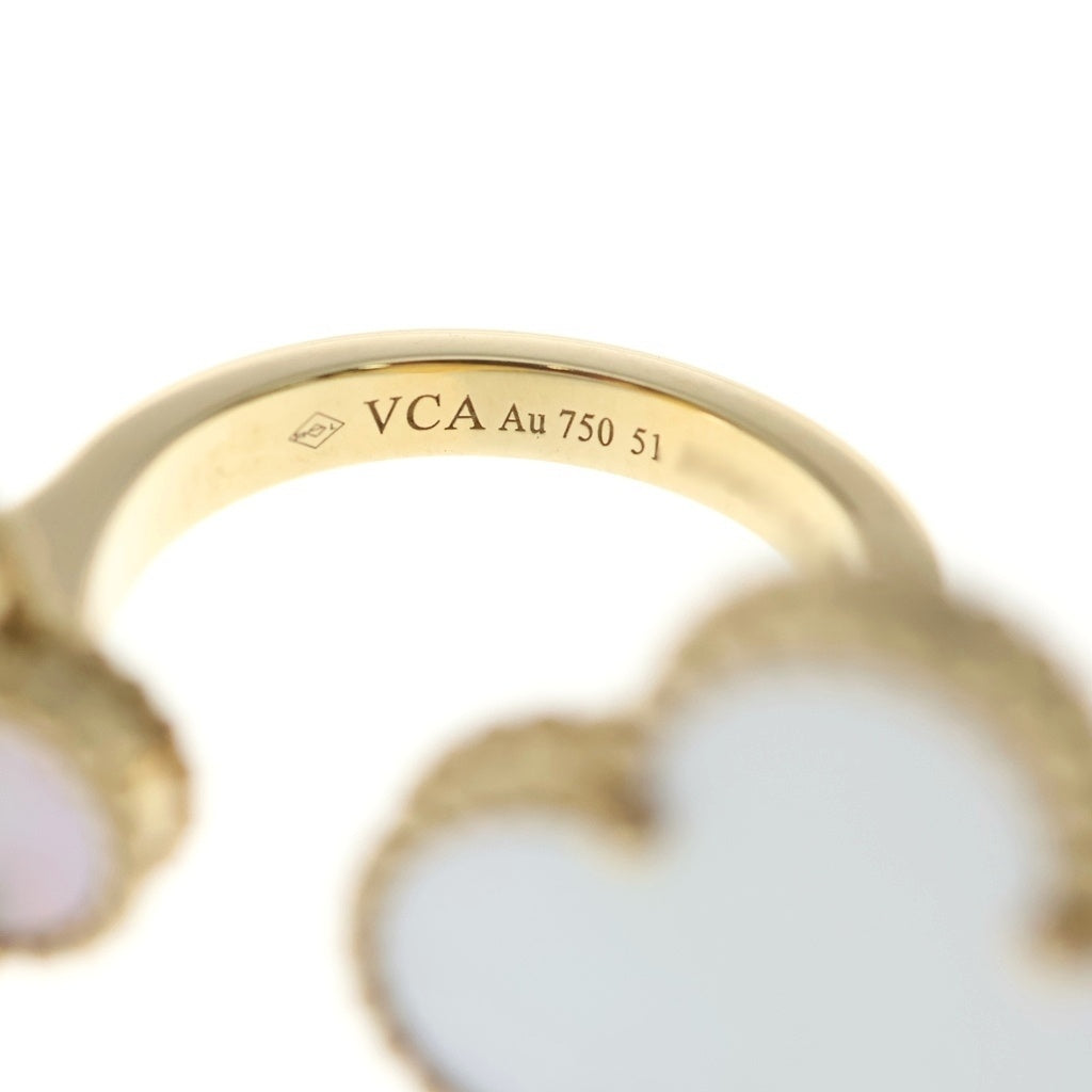 Van Cleef & Arpels(ヴァンクリーフアンドアーペル) マジックアルハンブラ アントレ レ ドア マザーオブパール リング Au750 K18 YG イエローゴールド VCARN05551 レディース