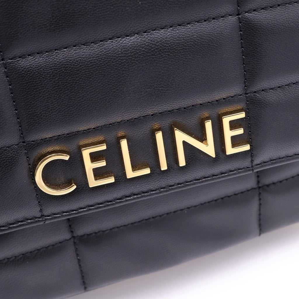 CELINE(セリーヌ) MATELASSE MONOCHROME マトラッセ モノクローム ショルダーバッグ キルティング ゴールド金具 ブラック 111273EYD レディース
