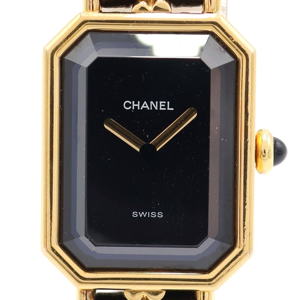 CHANEL(シャネル) プルミエールM 黒文字盤 GP×レザー/QZ クォーツ 電池式 腕時計 H0001 レディース