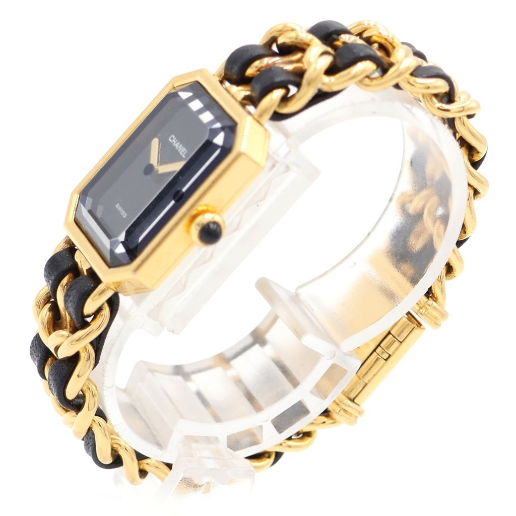 CHANEL(シャネル) プルミエールM 黒文字盤 GP×レザー/QZ クォーツ 電池式 腕時計 H0001 レディース