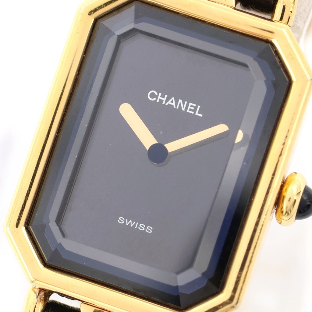 CHANEL(シャネル) プルミエールM 黒文字盤 GP×レザー/QZ クォーツ 電池式 腕時計 H0001 レディース