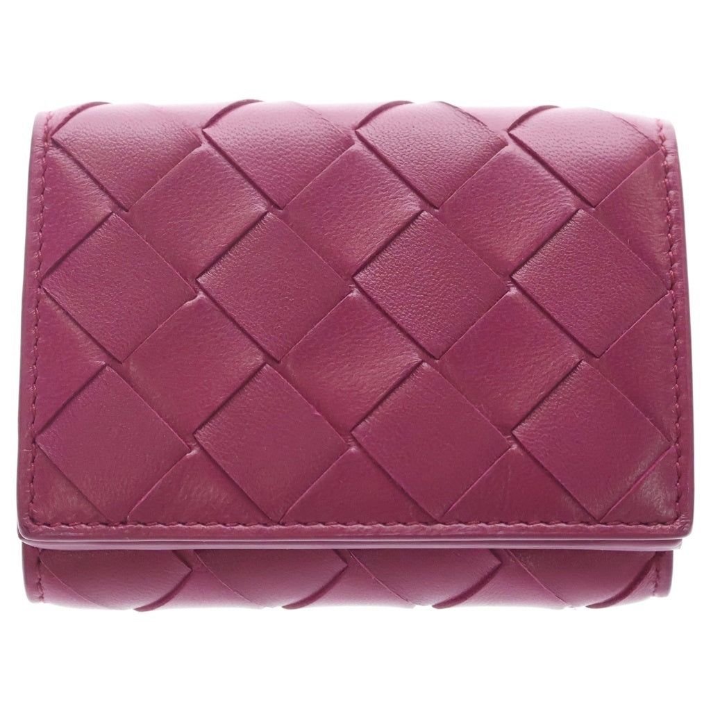 BOTTEGA VENETA(ボッテガヴェネタ) イントレチャート コンパクトウォレット 三つ折り財布 パープル レザー 533451 レディース