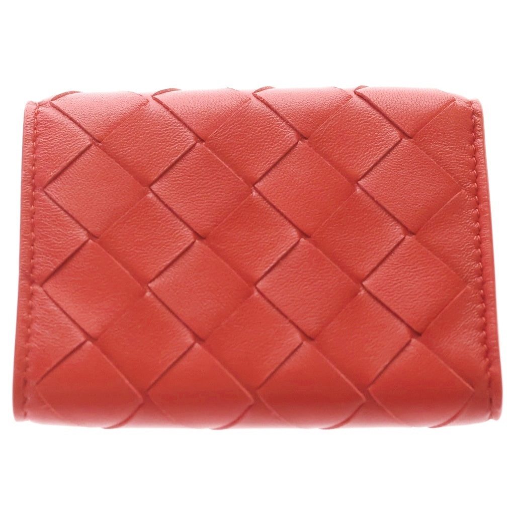 BOTTEGA VENETA(ボッテガヴェネタ) イントレチャート コンパクトウォレット 三つ折り財布 レッド レザー 533451 レディース