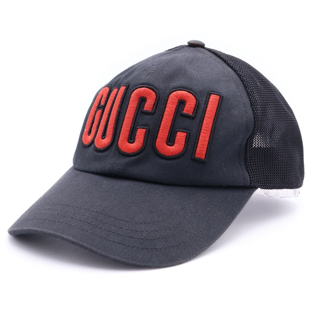 GUCCI(グッチ) ロゴ メッシュキャップ 帽子 コットン ブラック 701324 レディース